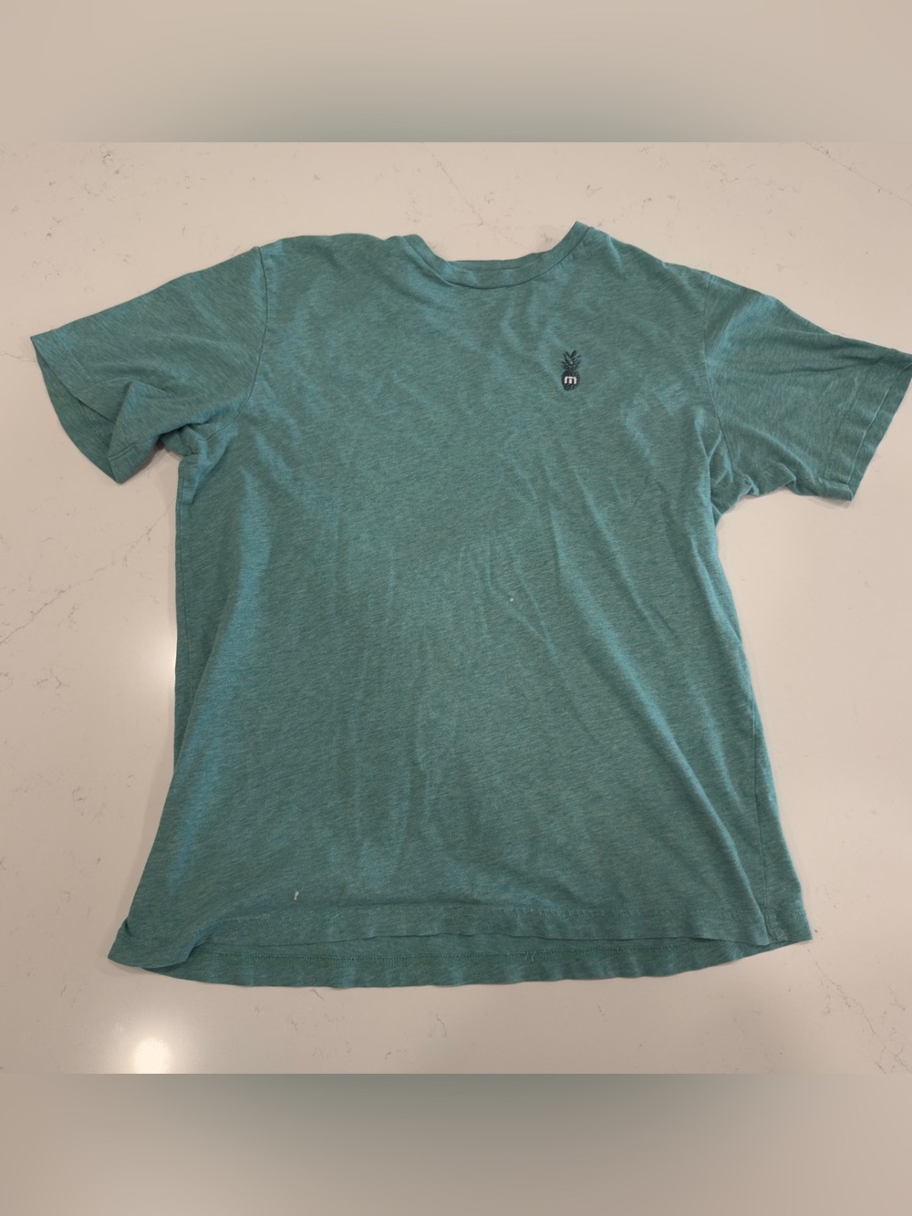 Travis Mathew Men’s Teal Short Sleeve Crew Ter with Pineapple Logo - Large